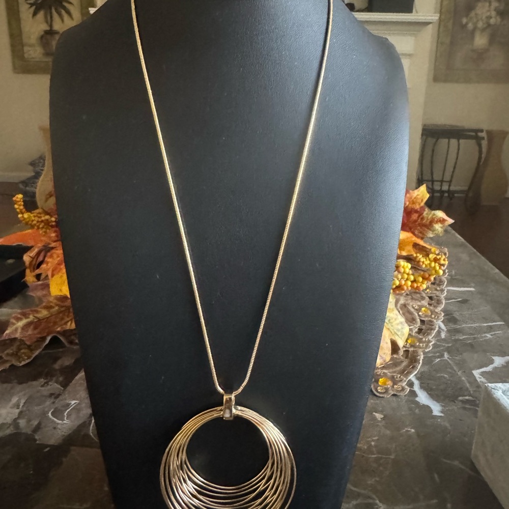 Nine West Gold Circle Pendant Necklace